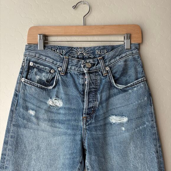 Daily Blue Denim Jeans Distressed Hype in Tempest Straight Leg Blue Jeans Sz 26 - Picture 3 of 10